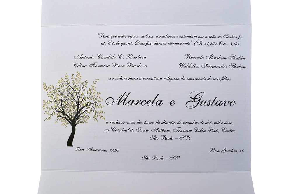 Convites De Casamento Arvore Impressa Papel Convite
