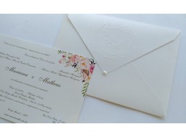 convite lindo offwhite com floral